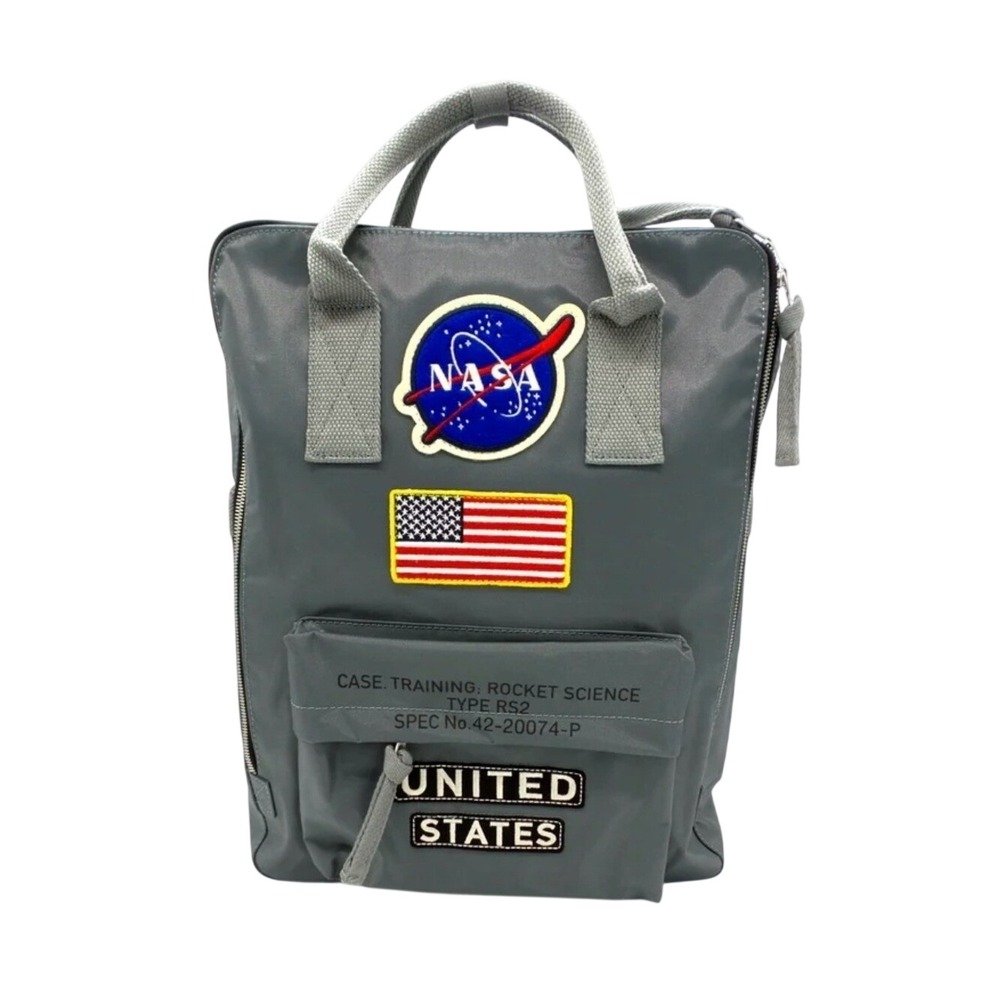 NASA Rocket Science Kids Gray Nylon Backpack Space Astronaut Theme Bag